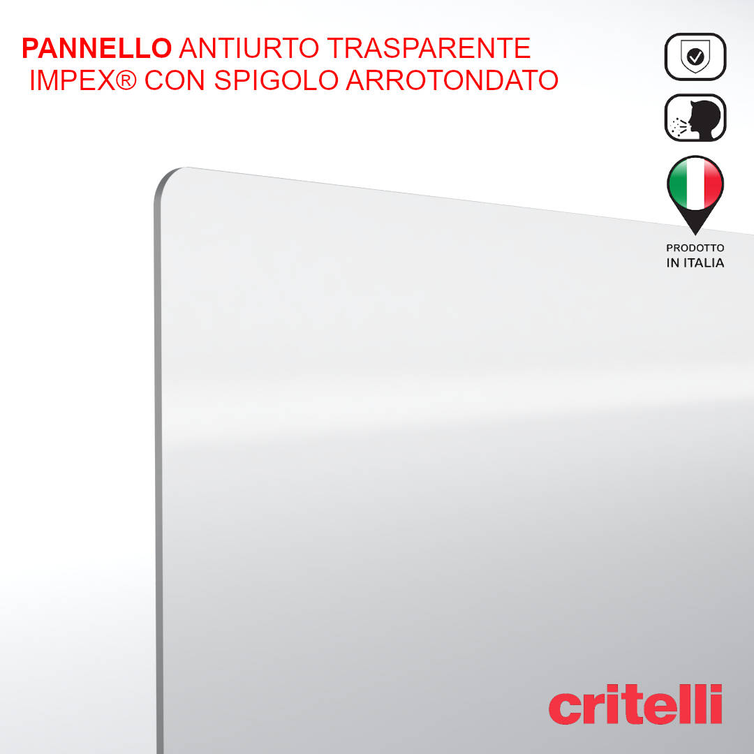 Barriera plexiglass e policarbonato parafiato di protezione con schermo trasparente e foro centrale L200 H100 cm TOP - immagine 3