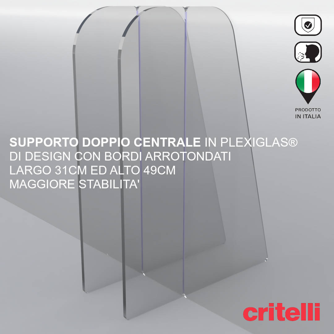 Barriera plexiglass e policarbonato parafiato di protezione con schermo trasparente e foro centrale L200 H100 cm TOP - immagine 6