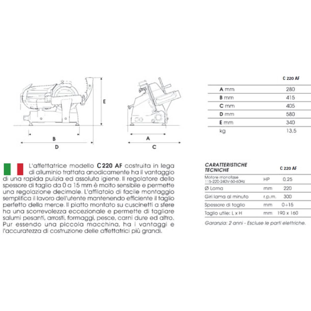 Affettatrice FAC Curvy – S220 AF Acciaio - immagine 4