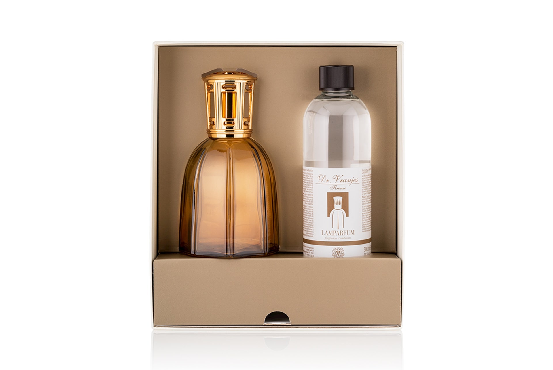 Dr. Vranjes Firenze Lamparfum in vetro Ambra con tappo oro e ricarica 500 ml - immagine 3
